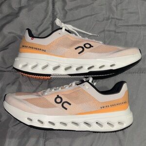 On Running Peach and White Athletic Shoes cloudsurfer next sz 11.5